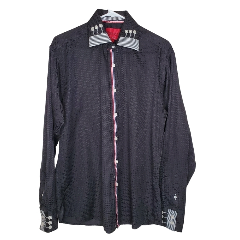 Patroncito Men’s Black Western Rockabilly Dress Shirt, Sz LG, Long Sleeves